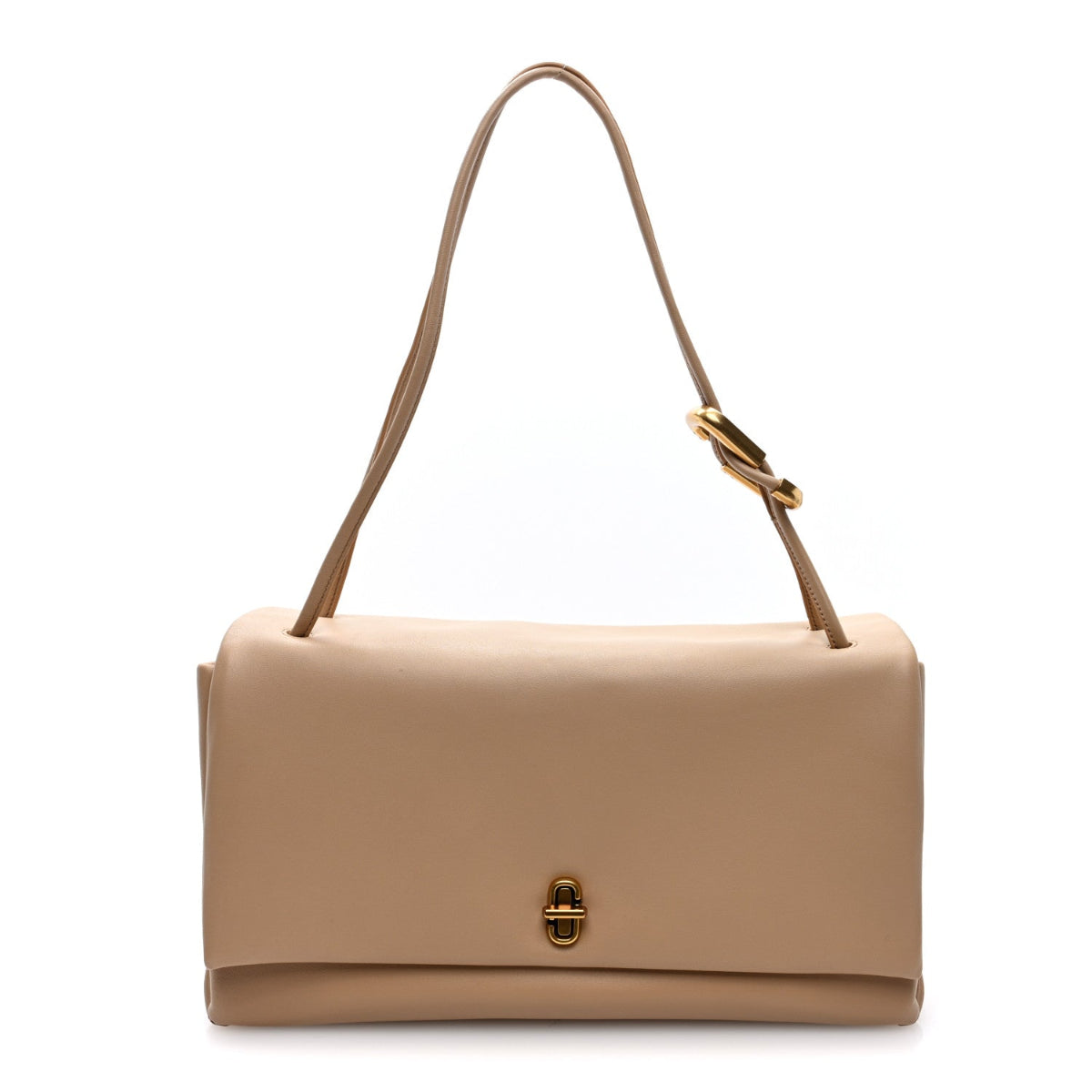 Calfskin Large Dual Shoulder Bag Camel