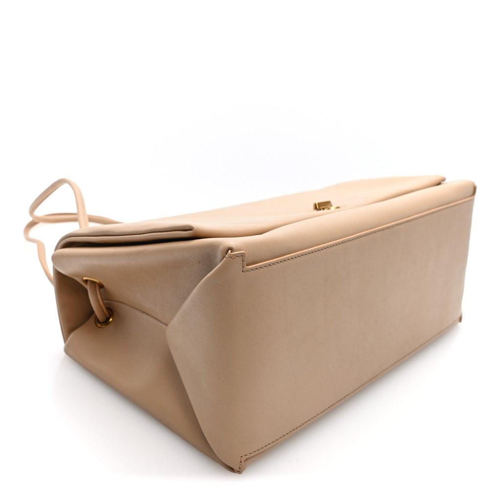 Calfskin Large Dual Shoulder Bag Camel