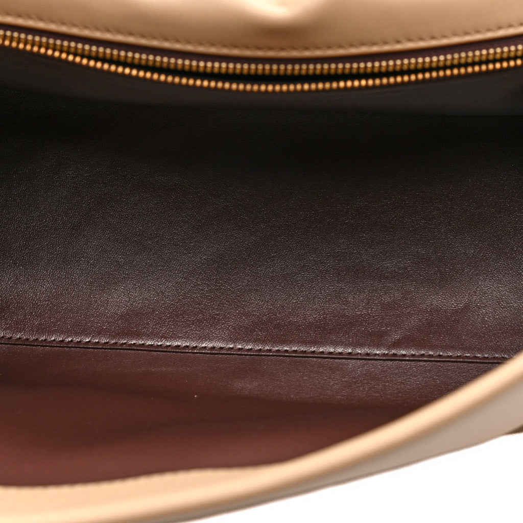 Calfskin Large Dual Shoulder Bag Camel