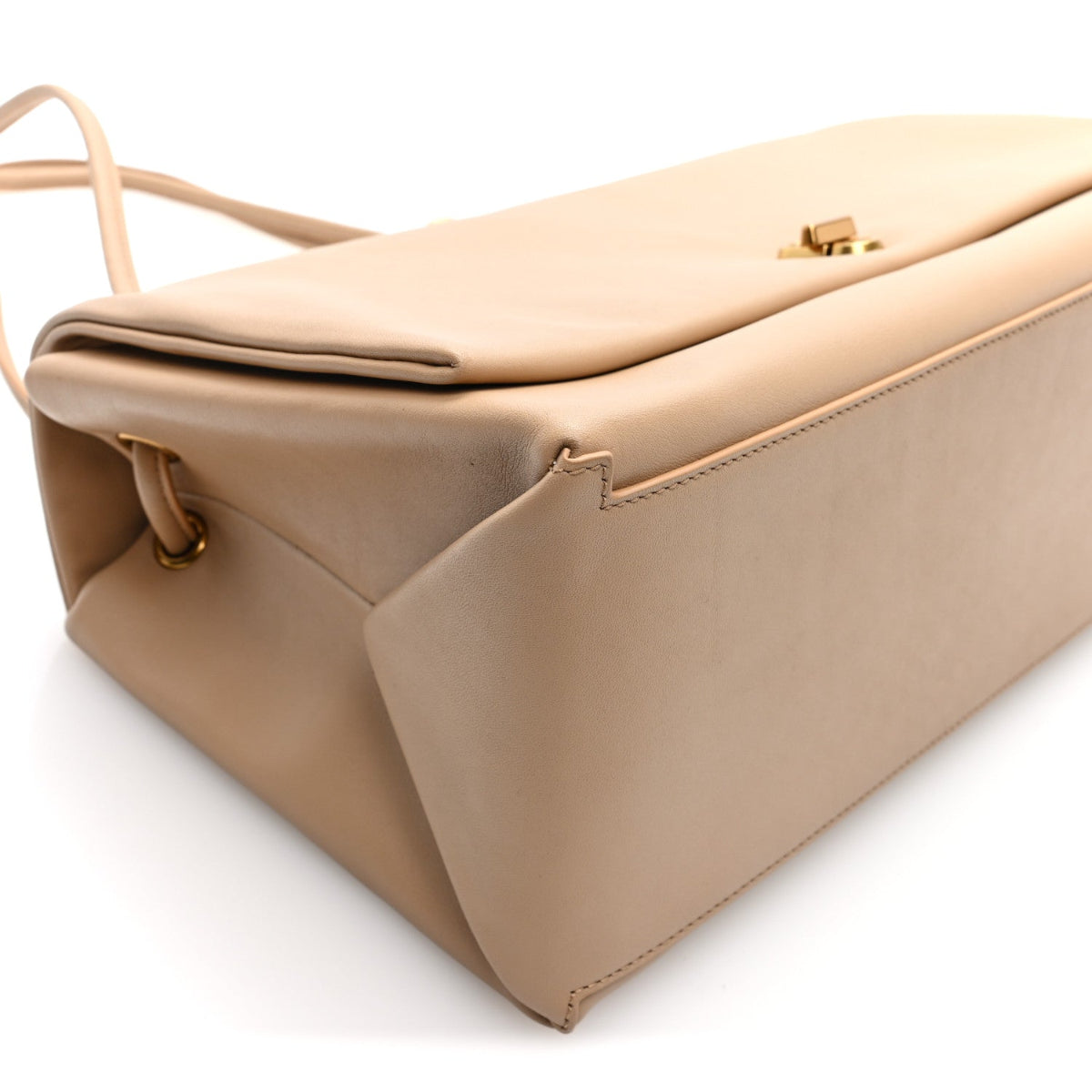 Calfskin Large Dual Shoulder Bag Camel