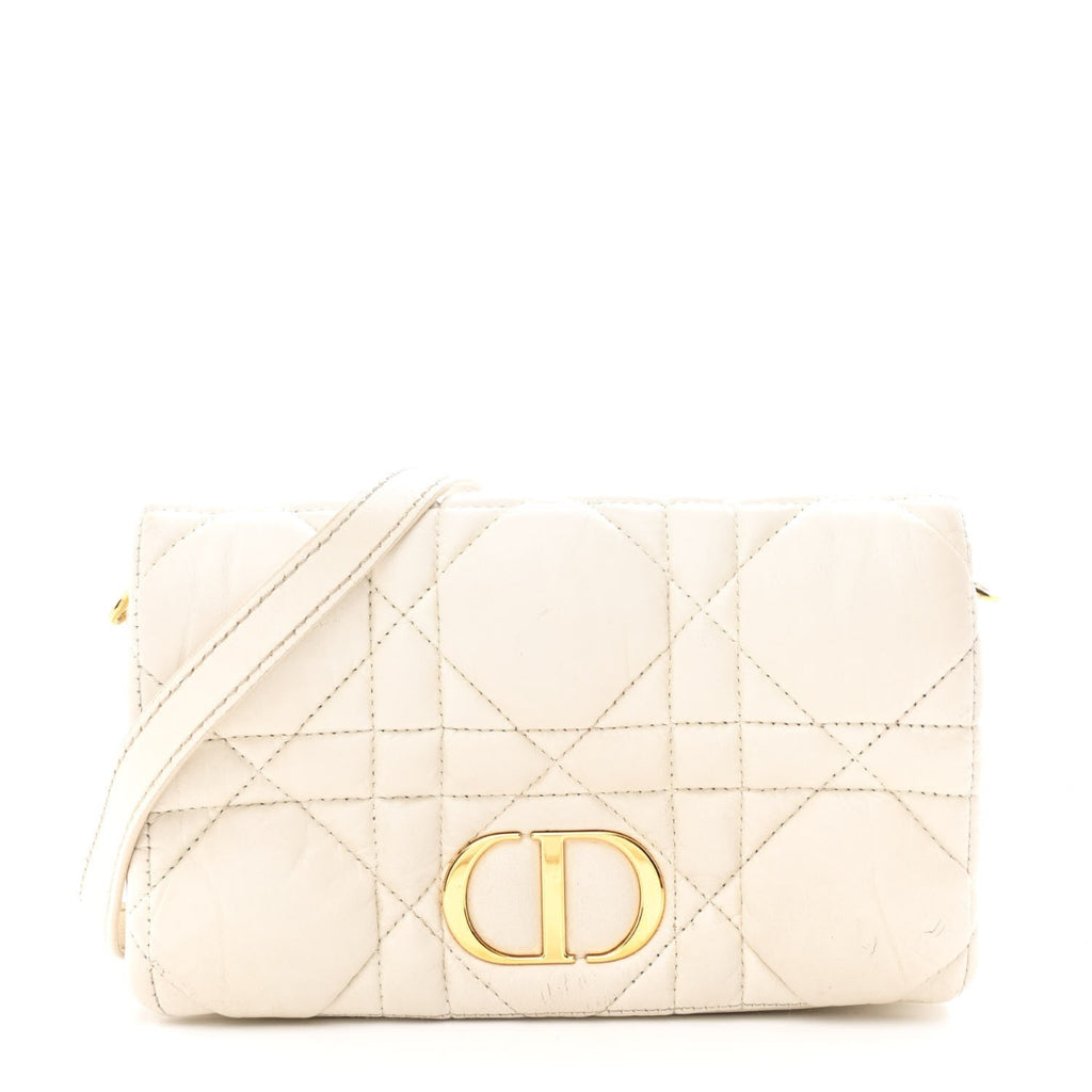 Calfskin Macrocannage Mini Caro Bag White