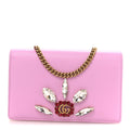 Calfskin Marquise Crystals Mini GG Chain Wallet Malva
