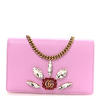 Calfskin Marquise Crystals Mini GG Chain Wallet Malva