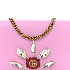 Calfskin Marquise Crystals Mini GG Chain Wallet Malva