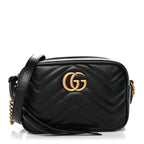 Calfskin Matelasse Mini GG Marmont Chain Shoulder Bag Black