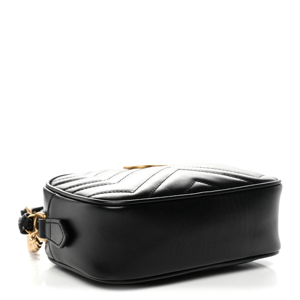 Calfskin Matelasse Mini GG Marmont Chain Shoulder Bag Black