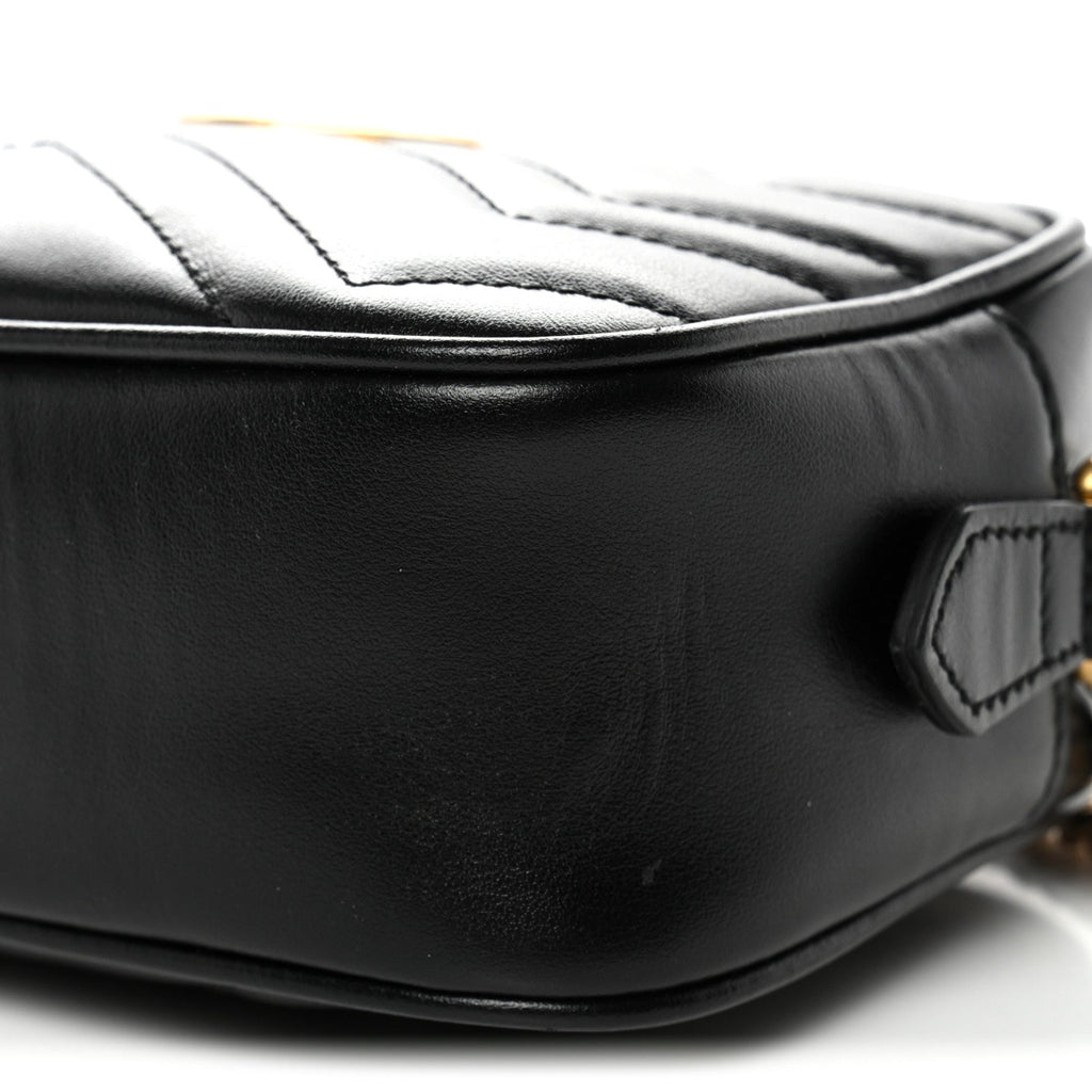 Calfskin Matelasse Mini GG Marmont Chain Shoulder Bag Black