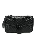 Calfskin Matelasse Monochrome Small GG Marmont Shoulder Bag Black