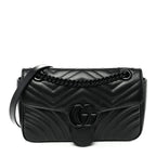 Calfskin Matelasse Monochrome Small GG Marmont Shoulder Bag Black