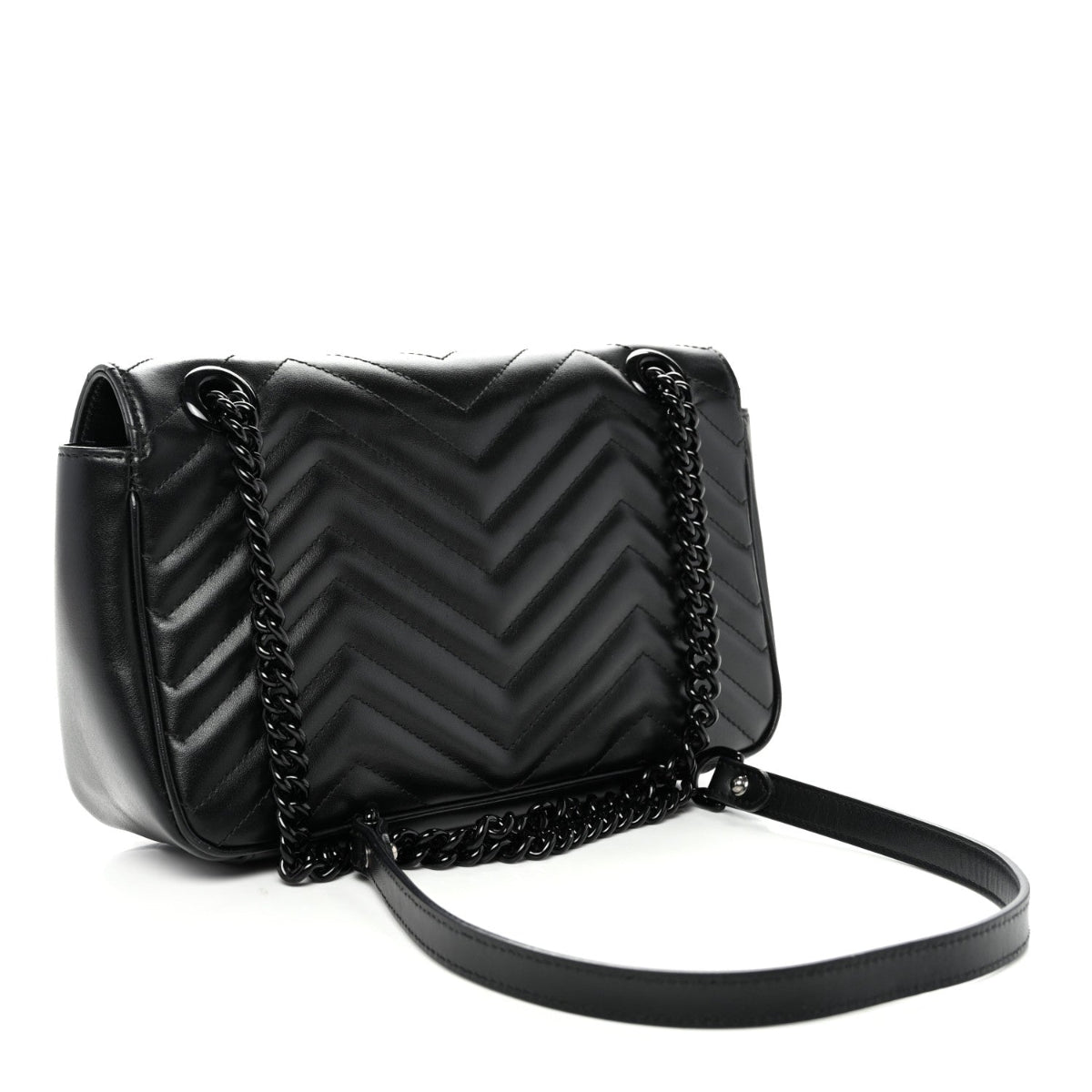 Calfskin Matelasse Monochrome Small GG Marmont Shoulder Bag Black