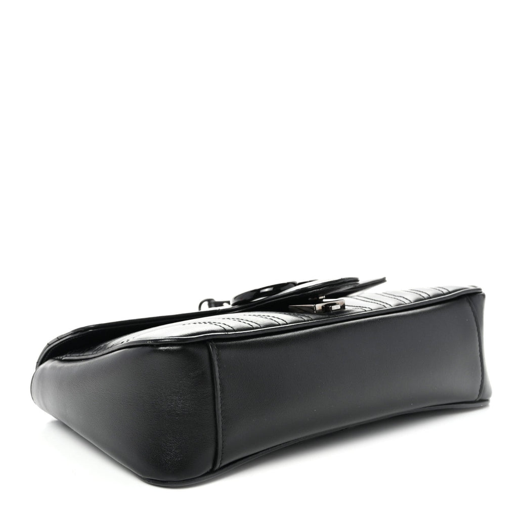 Calfskin Matelasse Monochrome Small GG Marmont Shoulder Bag Black