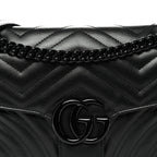 Calfskin Matelasse Monochrome Small GG Marmont Shoulder Bag Black