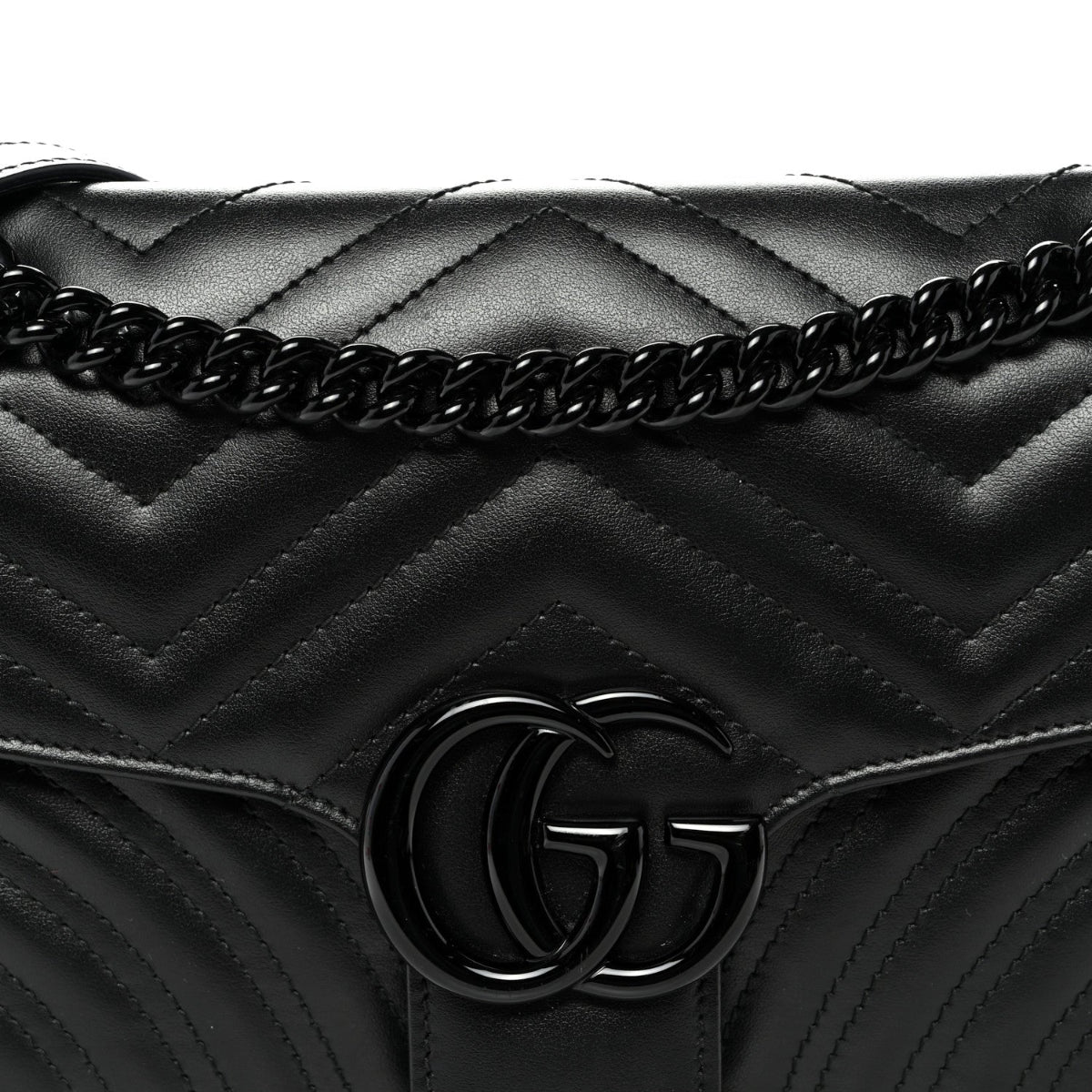 Calfskin Matelasse Monochrome Small GG Marmont Shoulder Bag Black