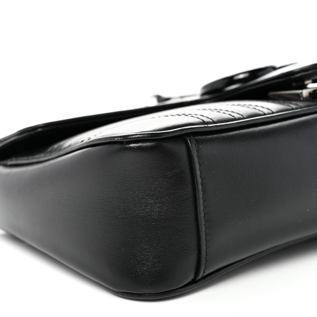 Calfskin Matelasse Monochrome Small GG Marmont Shoulder Bag Black
