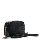 Calfskin Matelasse Small GG Marmont Chain Shoulder Bag Black