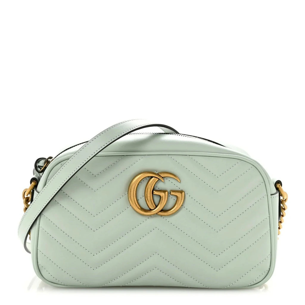 Calfskin Matelasse Small GG Marmont Chain Shoulder Bag Salvy Green