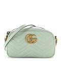 Calfskin Matelasse Small GG Marmont Chain Shoulder Bag Salvy Green
