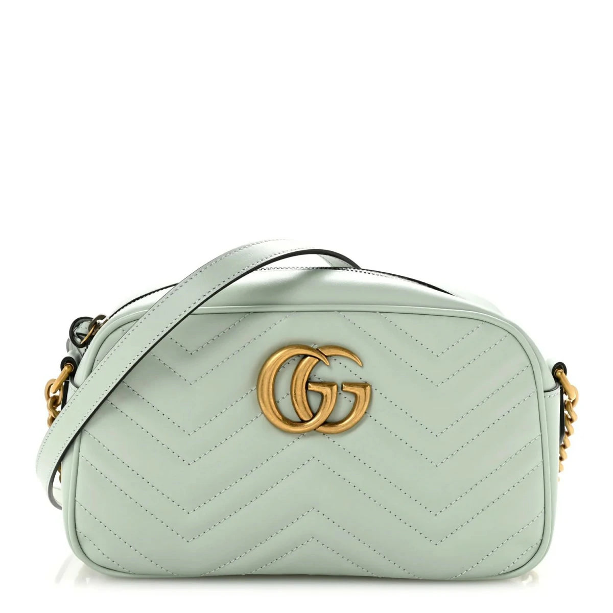 Calfskin Matelasse Small GG Marmont Chain Shoulder Bag Salvy Green