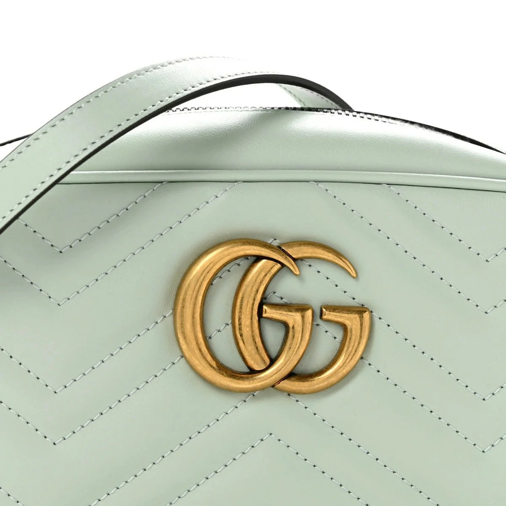 Calfskin Matelasse Small GG Marmont Chain Shoulder Bag Salvy Green