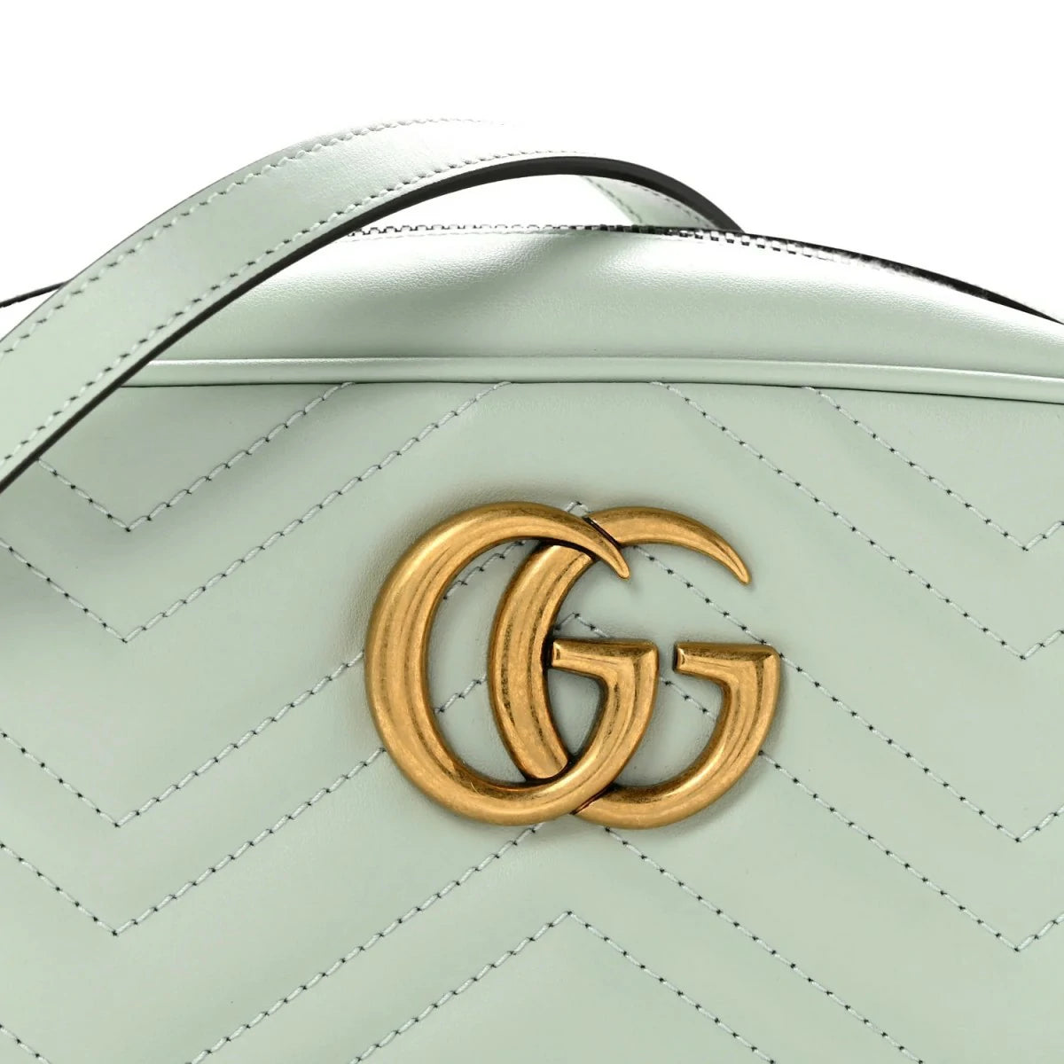 Calfskin Matelasse Small GG Marmont Chain Shoulder Bag Salvy Green