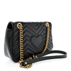 Calfskin Matelasse Small GG Marmont Shoulder Bag Black