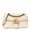 Calfskin Matelasse Small GG Marmont Shoulder Bag White