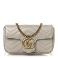 Calfskin Matelasse Super Mini GG Marmont Shoulder Bag Grey