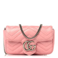 Calfskin Matelasse Super Mini Gg Marmont Shoulder Bag Wild Rose