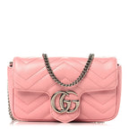 Calfskin Matelasse Super Mini Gg Marmont Shoulder Bag Wild Rose