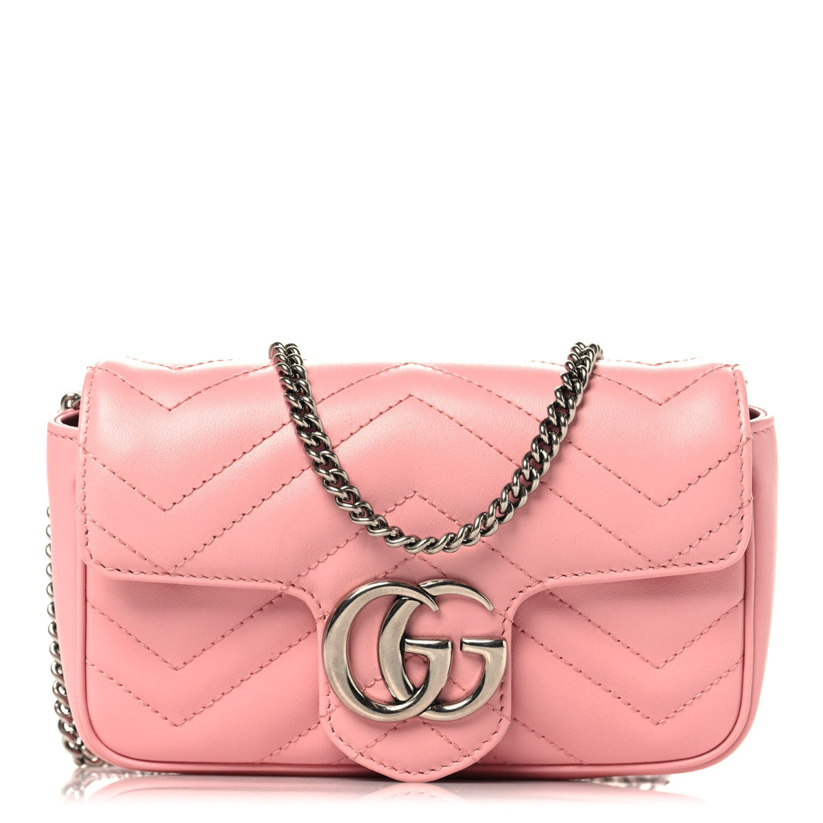 Calfskin Matelasse Super Mini Gg Marmont Shoulder Bag Wild Rose