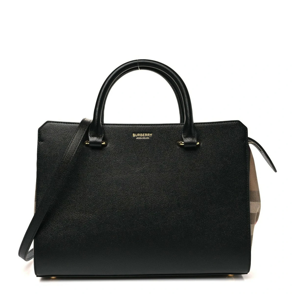 Calfskin Mega Check Small Banwell Tote Black