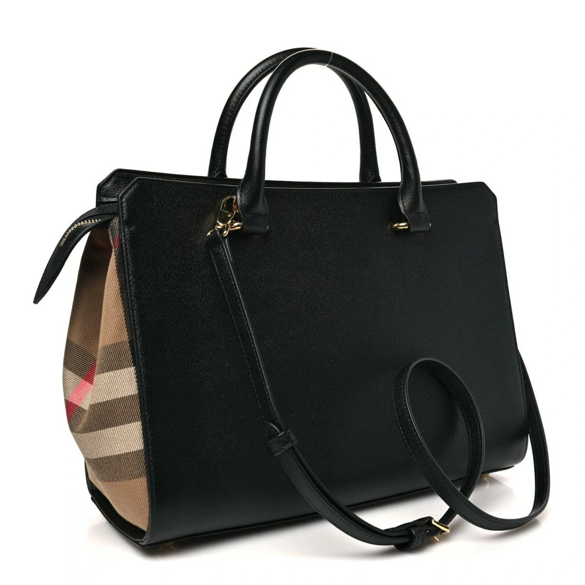 Calfskin Mega Check Small Banwell Tote Black