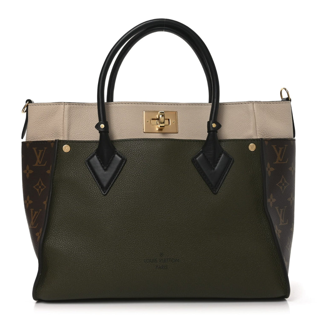 Calfskin Monogram On My Side MM Laurier Green Toffee Latte Beige