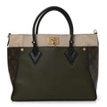 Calfskin Monogram On My Side MM Laurier Green Toffee Latte Beige