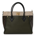 Calfskin Monogram On My Side MM Laurier Green Toffee Latte Beige