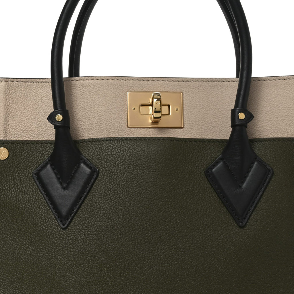 Calfskin Monogram On My Side MM Laurier Green Toffee Latte Beige