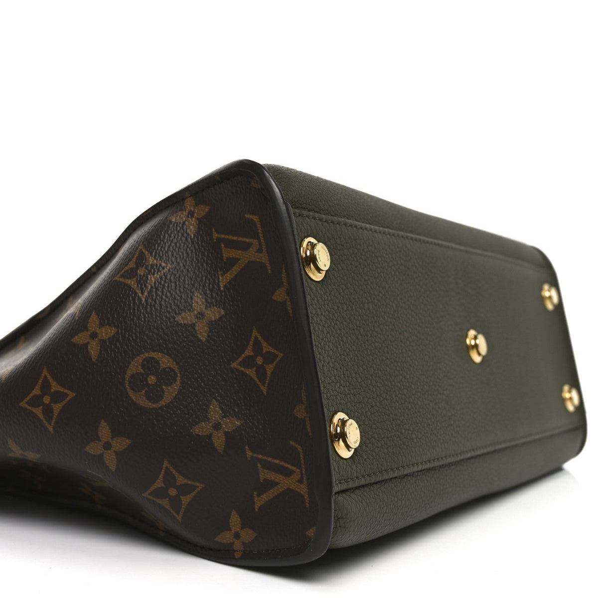 Calfskin Monogram On My Side MM Laurier Green Toffee Latte Beige