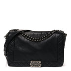 Calfskin New Medium Boy Reverso Flap Black