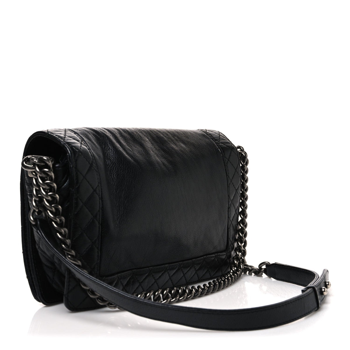 Calfskin New Medium Boy Reverso Flap Black