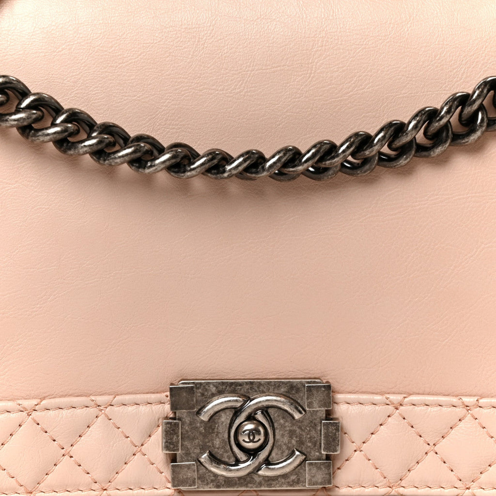 Calfskin New Medium Boy Reverso Flap Light Pink