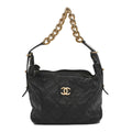 Calfskin Quilted Daily Hobo Black