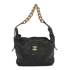 Calfskin Quilted Daily Hobo Black