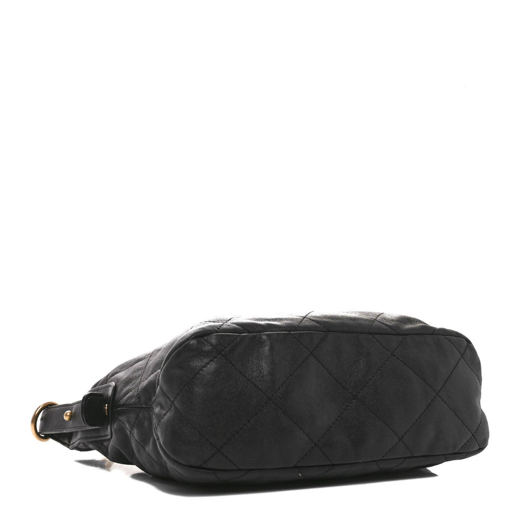 Calfskin Quilted Daily Hobo Black