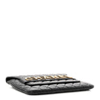 Calfskin Quilted Front Logo Enchained Clutch Black