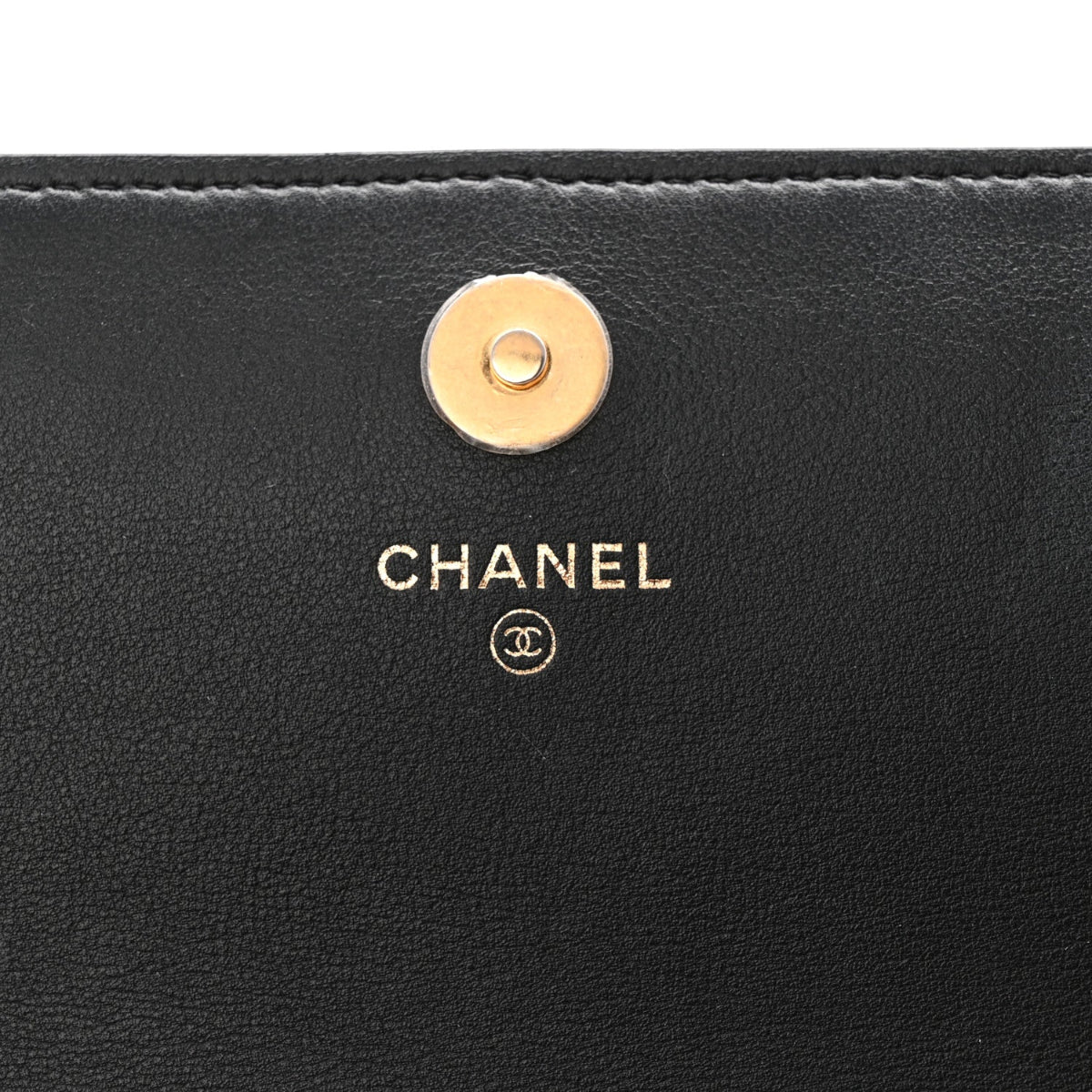 Calfskin Quilted Front Logo Enchained Clutch Black