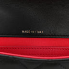 Calfskin Quilted Front Logo Enchained Clutch Black