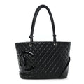 Calfskin Quilted Large Cambon Tote Black