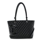 Calfskin Quilted Large Cambon Tote Black