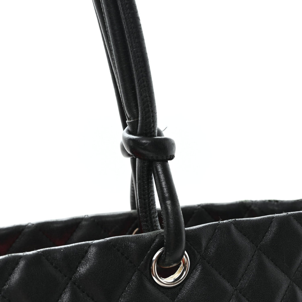 Calfskin Quilted Large Cambon Tote Black