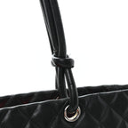 Calfskin Quilted Large Cambon Tote Black